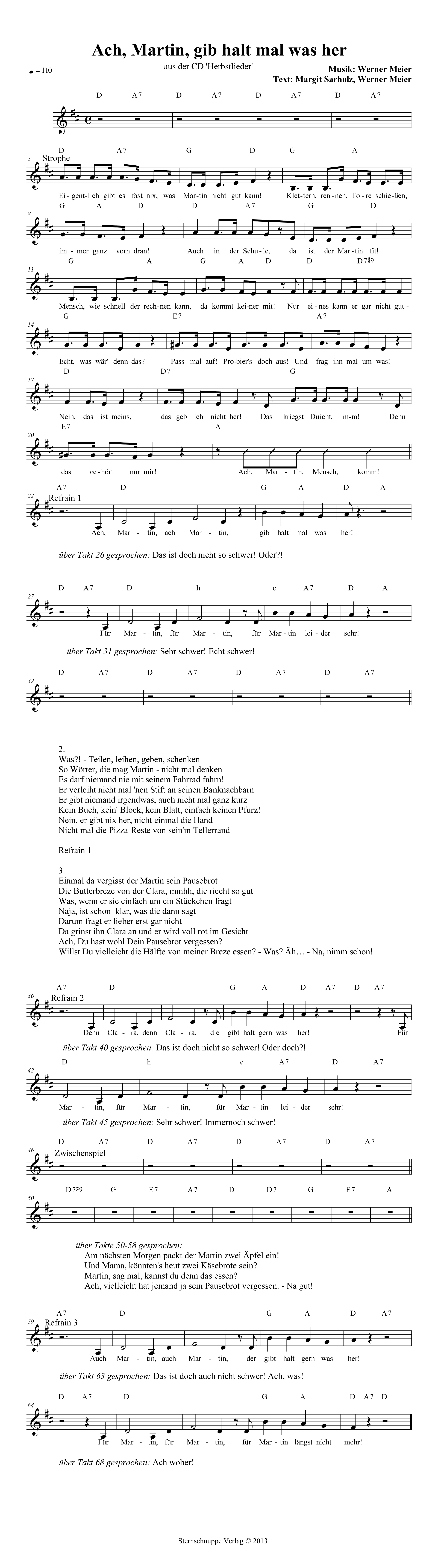 Akkorde und Noten: Ach, Martin, gib halt mal was her