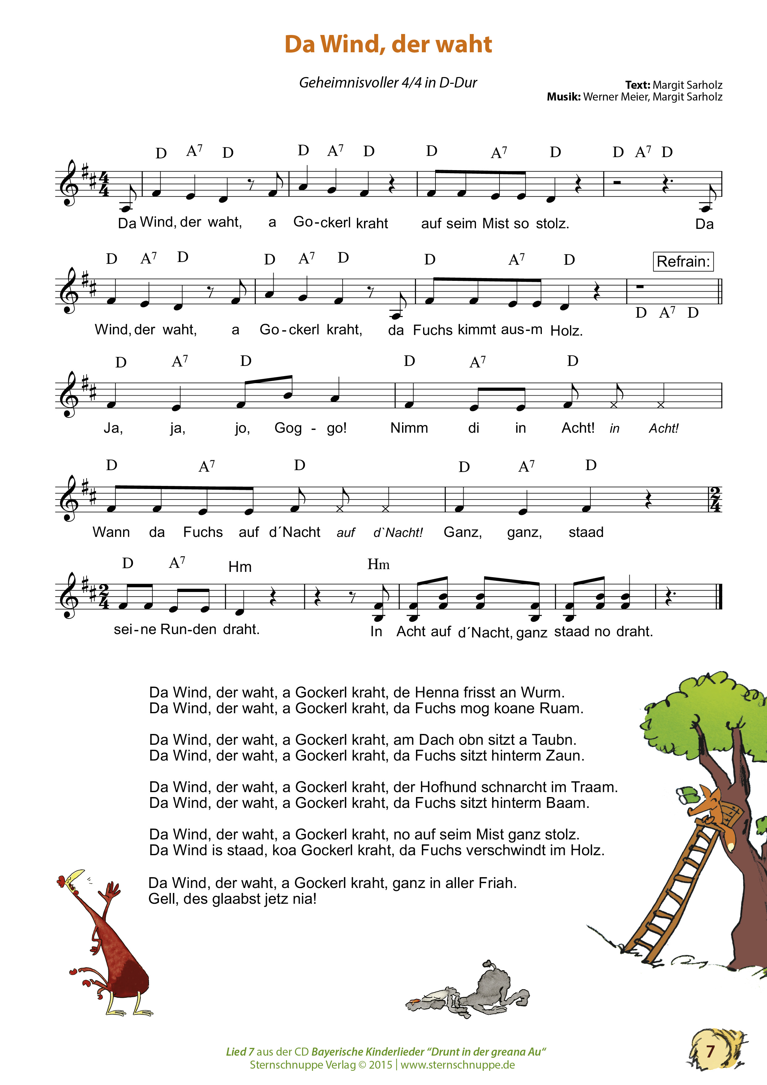 Akkorde und Noten: Da Wind, der waht